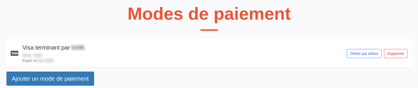 Liste des méthodes de paiement