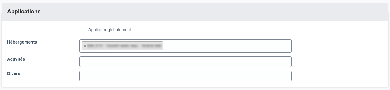 Configuration des applications.