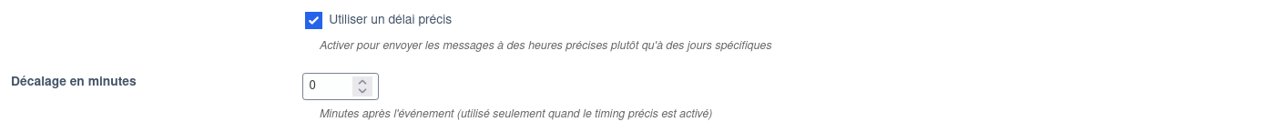 Délai précis - Décalage en minutes