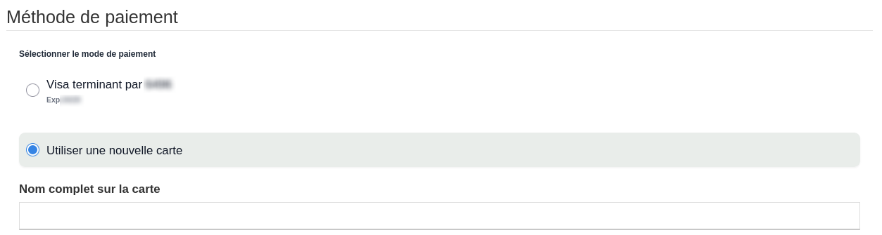 Sélecteur de méthode de paiement