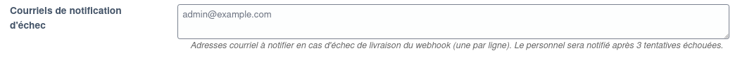 Configuration des notifications d'échec